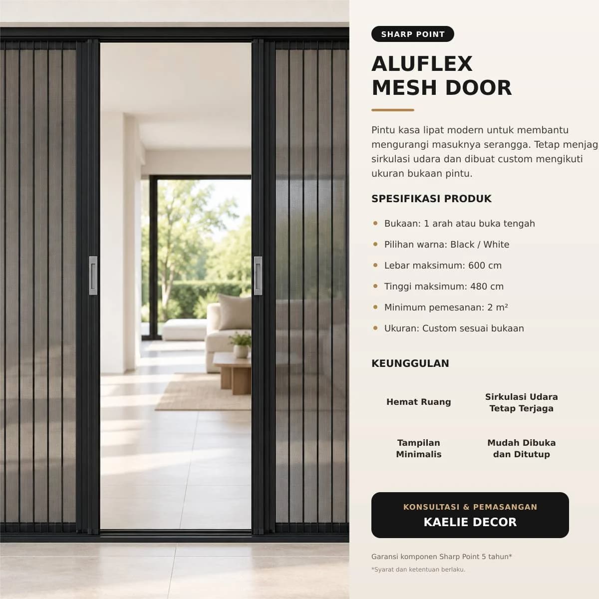 Aluflex Mesh Door untuk Door & Insect Screen custom Kaelie Decor - gambar 1