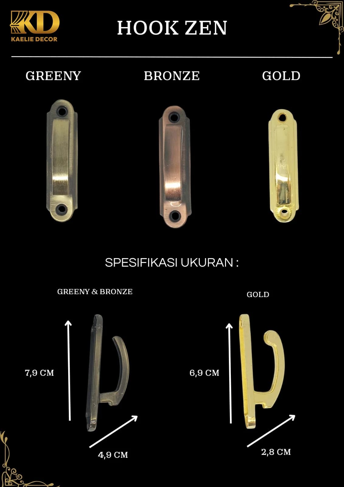 HOOK ZEN untuk Rail and Accessories custom Kaelie Decor - gambar 1